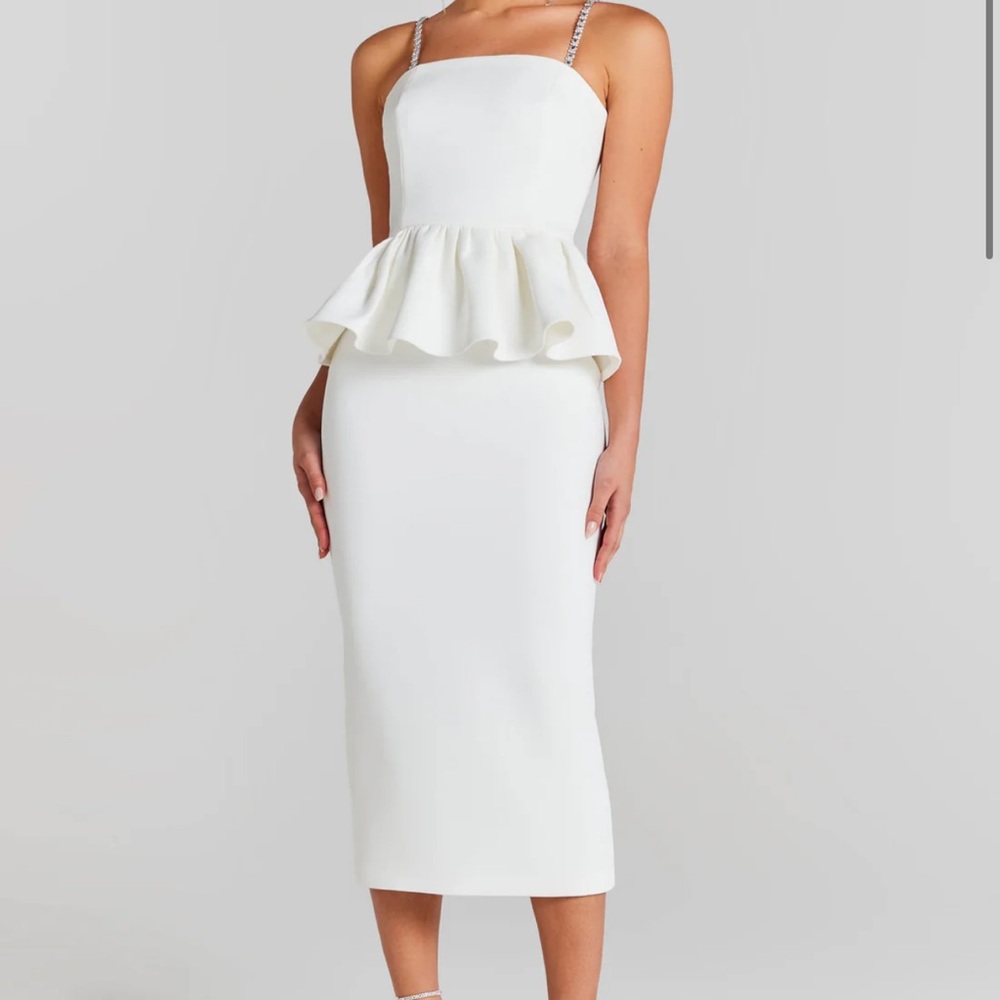 NADINE MERABI White Bianca Midi Dress